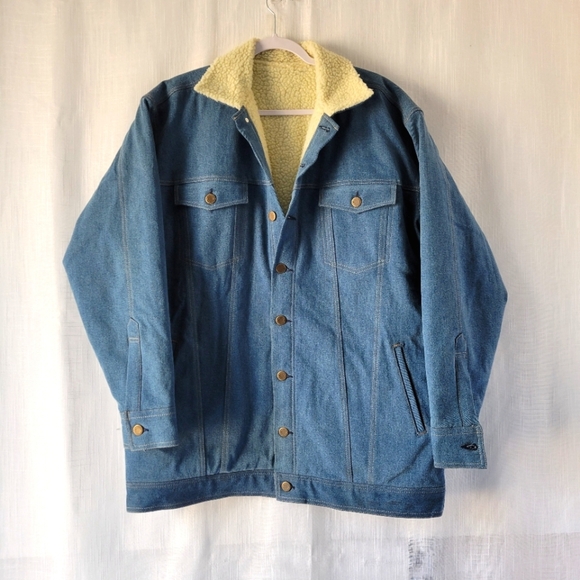 Woodies men's sherpa lined denim work jacket XL Tall - Picture 1 of 12
